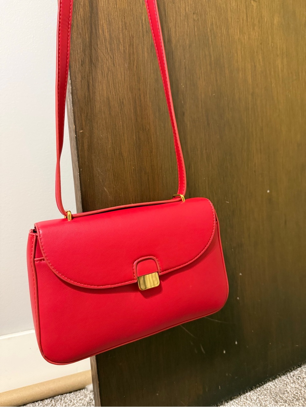 Red Leather Crossbody Bag - Unbranded